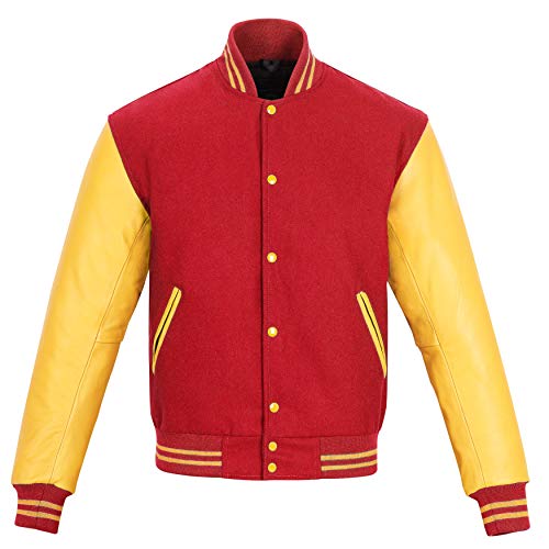 Image of Varsity Jacket Baseball Letterman Jacket- Wool and Leather Premium Quality Unisex Basketball Jacket