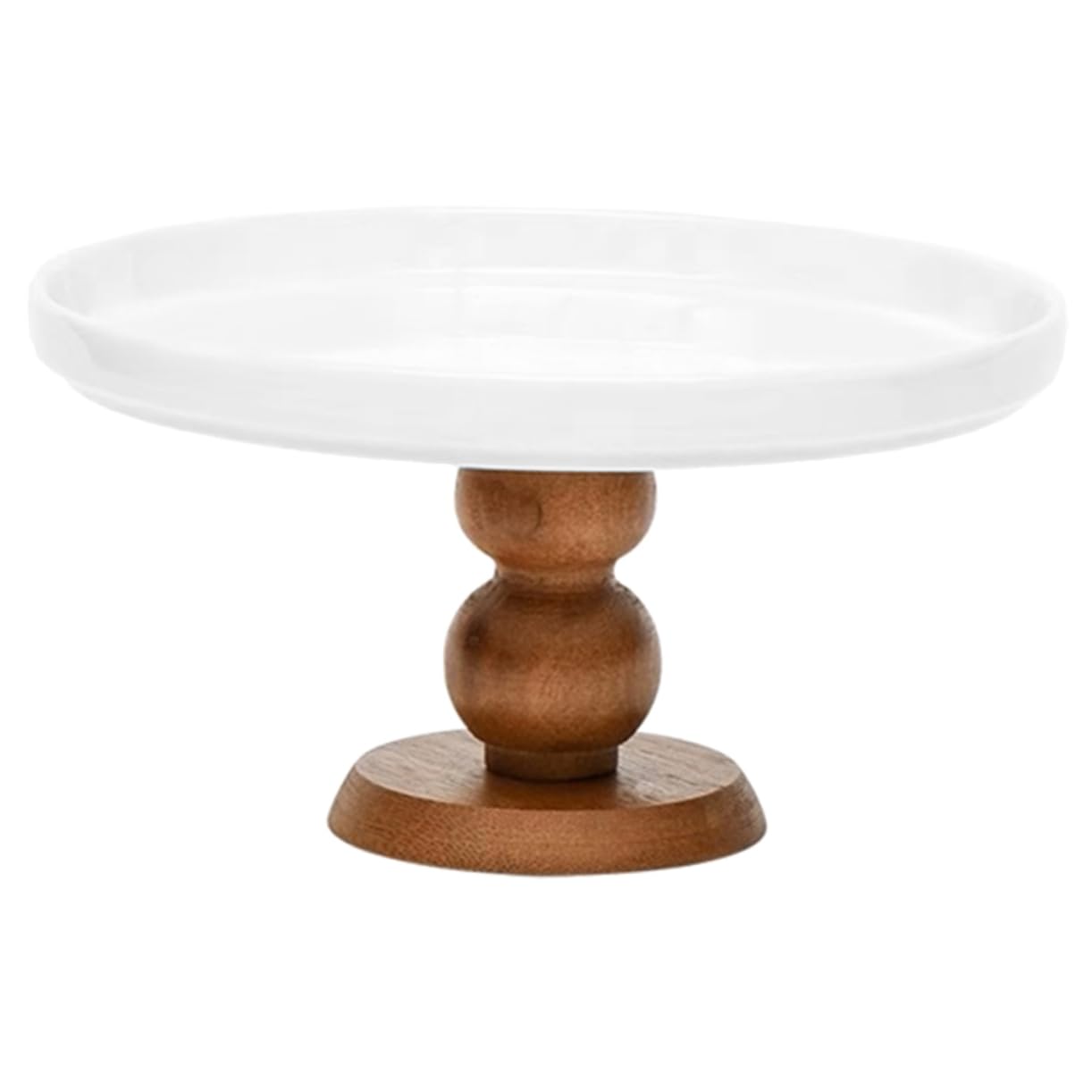 ABOOFAN Alzata per Dolci in Ceramica e Legno, Design Retrò Base Alta, per Torte, Cupcake e Dessert su Tavoli da Festa e Matrimonio