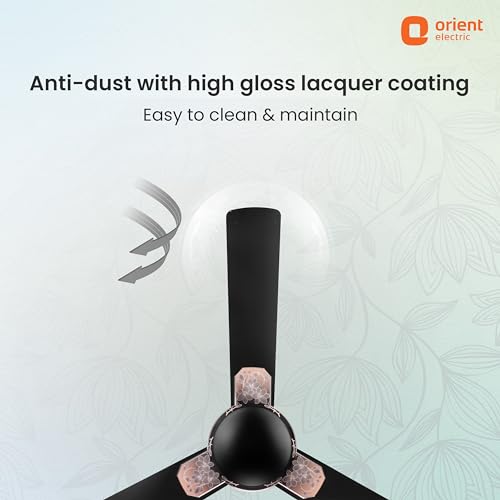 Image of Orient Electric 1200 mm Mozart ceiling fan| Designer fan with seamless ring to trim design | Anti-rust Aluminium blades| Decorative Inlay Mould Design | 5-years warranty | Nature Floral Black