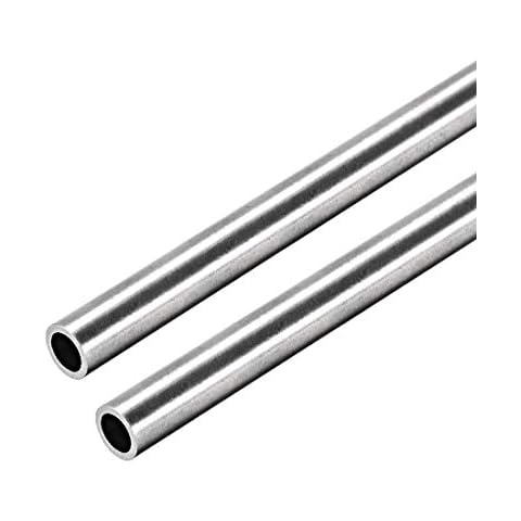 sourcing map 2 Stück Rundrohr Gerade Rohr 7mm Außendurchm. 1mm Wand Dicke 250mm Länge Nahtloses 304 Edelstahl Cover