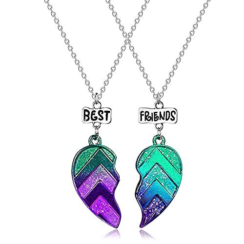 Lot de 2 colliers avec pendentif cœur Best Friends Forever, Coeur Briser Couple Puzzle Pandas pour Femme Fille, Collier Femme Pendentif Coeur Filigrane en Argent Sterling 925 (Couleur 3)