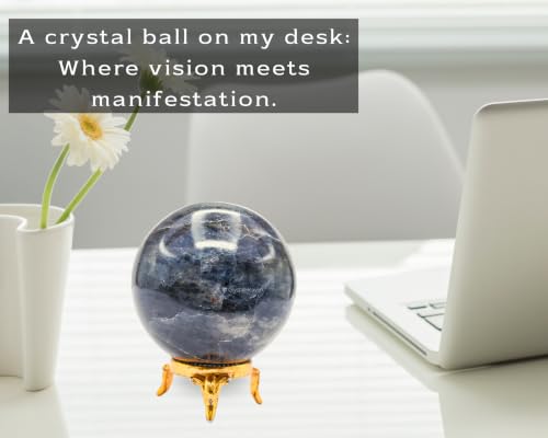 Image of Certified Iolite Crystal Ball for Meditation - Premium Crystal Vastu Items for Home and Feng Shui Items for Good Luck - Ideal for Pooja Supplies and Spiritual Practices (2.5 inch Inch)