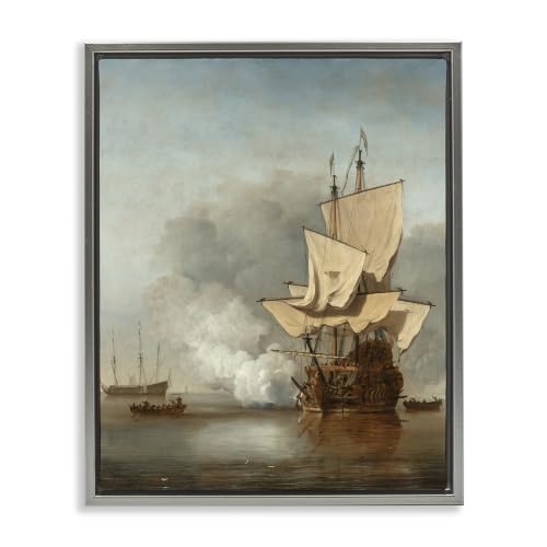 Classic Nautical Beach Landscape, 24 x 30 Inch Canvas in Floater Frame