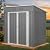 6x4 FT Outdoor Storage Shed, Metal Garden Shed with Frame Floor, Outside Tool Shed with Lockable Hinged Doors, Waterproof Storage Building with Sloped Roof for Backyard, Patio, Lawn, Gray