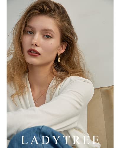 Sterling Silver Leverback Dangle Earrings for Women Teardrop Filigree 14K Gold Plated Dangly Earrings Mother’s Day Gift2