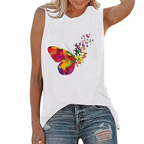 Oberteile Frauen Mode Lose Casual Printed Rundhals Kurzarm Tops Outdoor T-Shirt Ballettkleid Kurzarm Blusenkleid Blau (Weiß 1,L) Cover