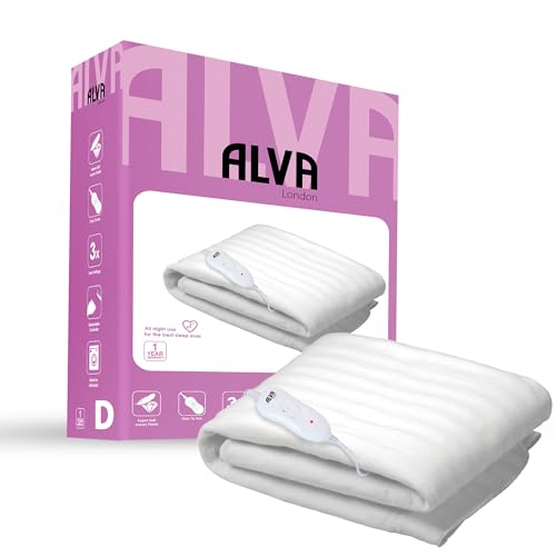 STINGRAY Electric Under Blanket 85W with 3 Heat Settings Auto Shut Off Tie Down Fit Soft Polyester Fleece Machine Washable Double 120 x 135 cm