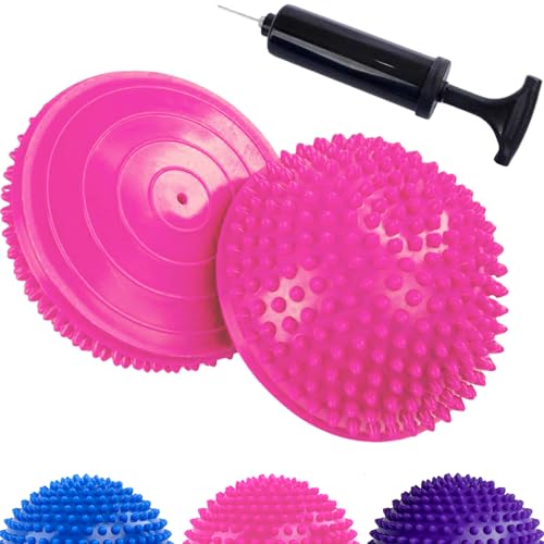 CampTeck U7330 Boule d'équilibre Hérisson, Demi-Dôme, Coussin Picot, Dôme de Massage, avec Pompe à Main - Paquet de 2 - Rose