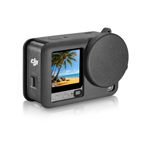 Holilo Coque en Silicone pour DJI Osmo Action 6,étui de Protection Souple,Accessoires pour Caméra d’Action Housse de Protection Intégrale Résistant Aux Chutes Anti-Rayures -Noir