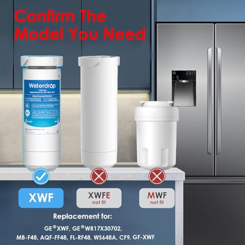 Waterdrop XWF Replacement for GEยฎ XWF Refrigerator, GEยฎ XWF Water Filter, WR17X30702, 3 Filters๏ผNot XWFEยฎ)
