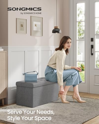 image for SONGMICS MAZIE Collection - 30 Inches Folding Storage Ottoman Bench, O