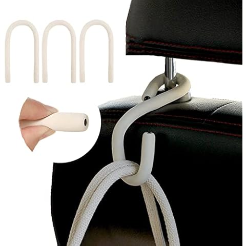 Xicennego 3 Pack Universal Car Seat Headrest Hooks Bendable Hooks Multifunctional Hook Portable Phone Holder S Hooks for Hanging Clothes, Bag Cover
