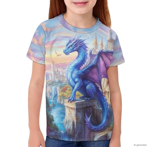 Image of WELLFLYHOM Kids Tshirts Girls Boys Short Sleeve Crewneck Tees Shirts Casual Sport Pullover Tops Size 3-16 Years