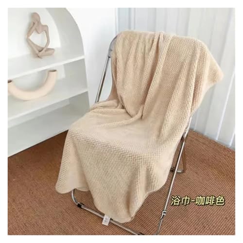 Toalla baño súper absorbente de terciopelo kaki para estética 140x70 5