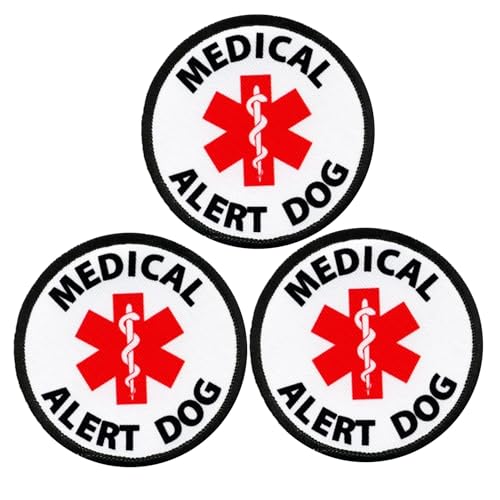 3Pcs Medical Alert Embroidered Fastener Hook & Loop Morale Patch, EMS/EMT Tactical Service Dog Patch for Vests Harnesses Collar Gear Caps Bags Backpacks (EMS)