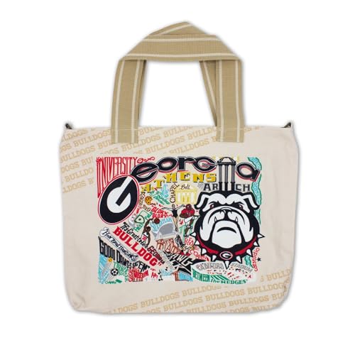 Catstudio University of Georgia Collegiate Tote Bag Extra Large Reusable Canvas Tote Bag Reusable Grocery Bags for Women Printed Canvas Bags Housewarming Gifts UGA Alumni Gift for Graduation