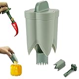 2-in-1 Pepper Corer and Jalapeno Corer Tool - Efficient Bell Peppers Core drill with Rotating Seed Remover Design, Easy to Clean Pepper Seed Core Remover for Sweet Peppers and Jalapenos