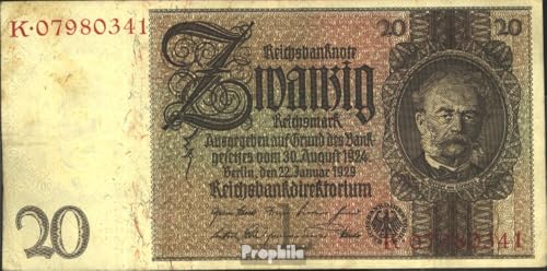 Prophila 20 Reichsmark 1929 A-K Serien Geldschein
