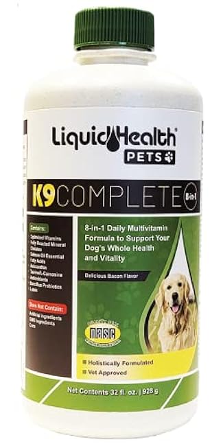LIQUIDHEALTH Pets K9 Complete 8-in-1 Liquid Multivitamin for Adult Senior Dogs & Puppies, All in One Complete Formula Canine Vitamins for Skin & Coat, Joint Health, Immune Support - USA Made (32 oz)-iz0anRb0