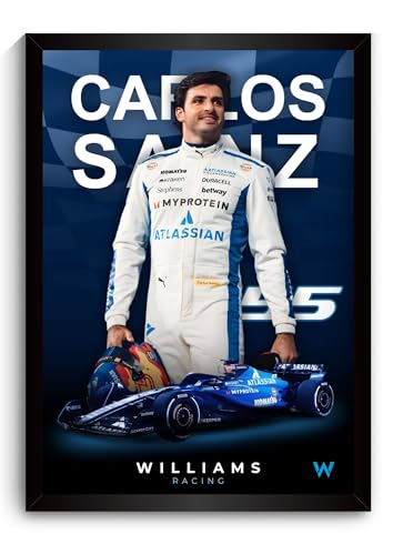 Image of Funk You Store Carlos Sainz Poster Williams F1 Poster | Framed F1 Driver A4 Sized (31 x 23 cm) | Carlos Sainz Posters | Car Frame for Wall, Gift for Boys, Formula 1 Frames | Formula 1 Framed (F 039)
