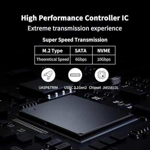 Image of SSK M.2 to USB NVMe SATA SSD Enclosure Reader,Portable USB 3.1 Gen 2(10Gbps) to NVME PCI-E M-Key Solid State Drive External Adapter Support UASP(Fits only M.2 NVMe SSDs 2242 /2260 /2280)