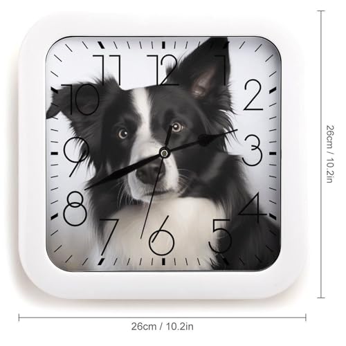 Horloge Border Collie au design carré rétro soigné - 3