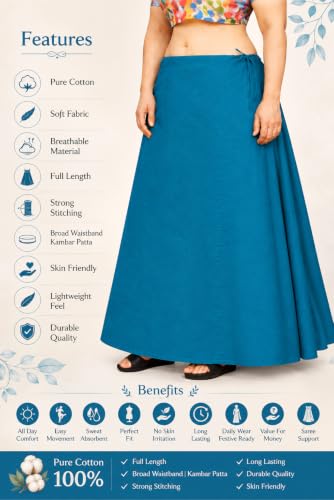 Image of CITIX Pure Cotton Petticoat for Women's Saree | Adjustable Drawstring Waist