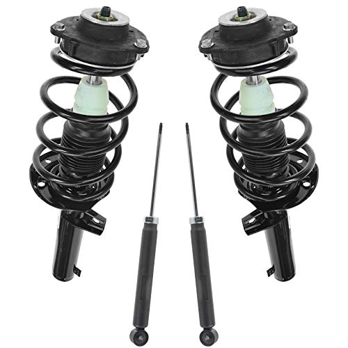 Image of TRQ Front and Rear Complete Strut Assembly & Shock Absorber Kit Complete Strut & Coil Spring Assembly Compatible with 2010-2014 Volkswagen Golf 2005-2018 Jetta