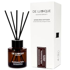 Frankincense Spice Scent Reed Diffusers for Home – Aroma Diffuser with Essential Oils, Formula – Long Lasting Scent for Bedroom, Living Room, Bathroom, or Office – 50ml