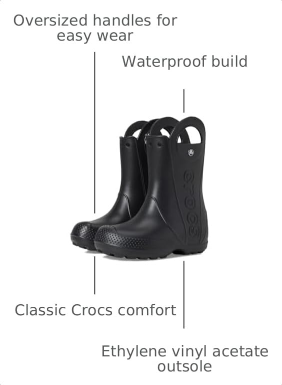 Image of Crocs Kids' Handle It Rain Boots | Waterproof Slip On Shoes | Kids' Rain Boots
