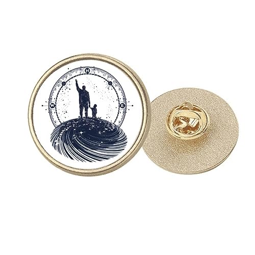 Broche ronde en métal doré motif géométrique pour veste manteau et écharpe
