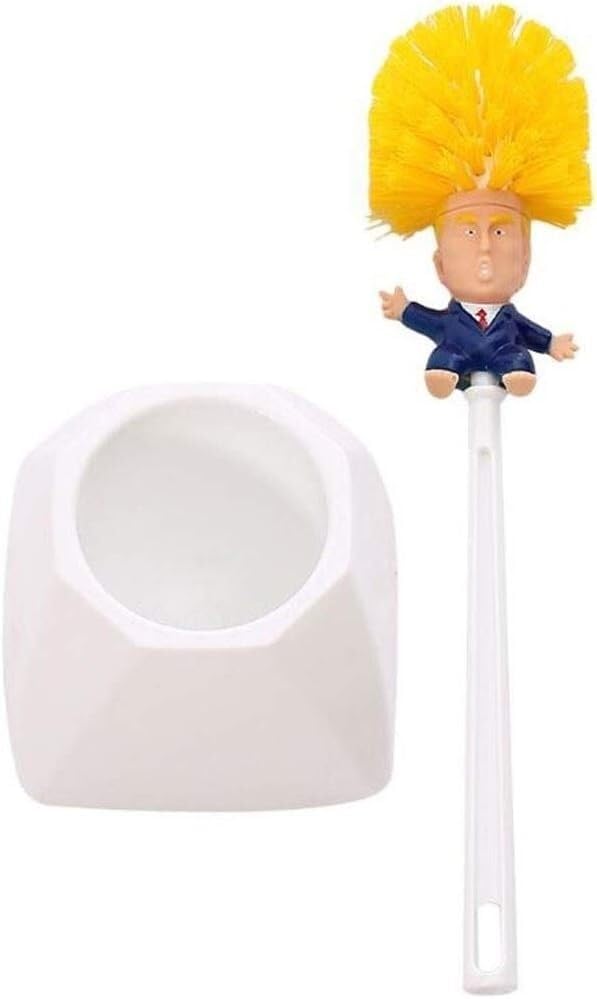 Brosse de toilette moderne jaune et son support au design épuré pour embellir vos WC