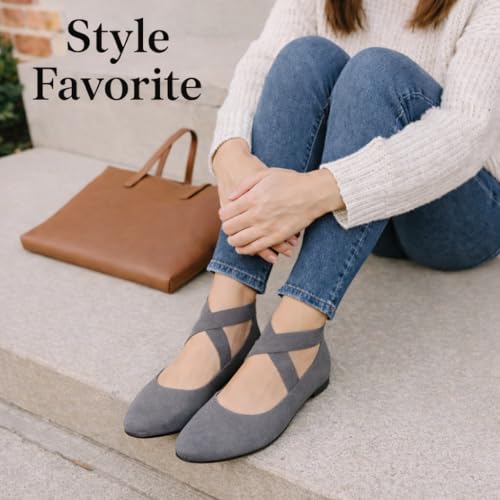 Image of EMMA NEW YORK Ankle Strap Flats for Women, Women Flat Ballerina Shoes, Women's Ballet Flats with Strap