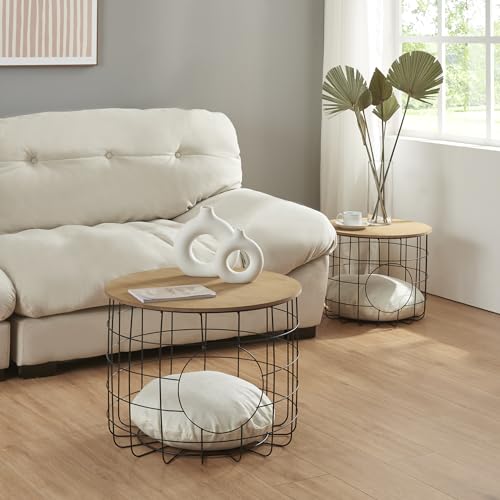 [en.casa] Korbtischset Haapajärvi Beistelltisch im 2er Set mit...