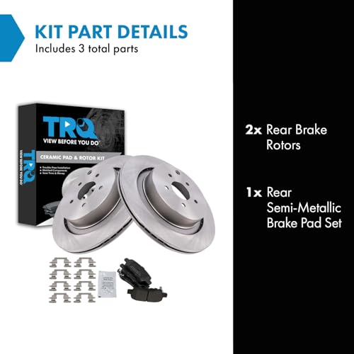 Image of TRQ Rear Brake Pad and Rotor Set Semi Metallic Rotors Compatible with 2012 Infiniti M56 2018 Q70