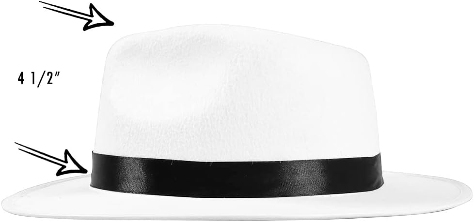 Funny Party Hats White Fedora Hats- 2 Pack Gangster Hats - Felt Costume Mobster Costume Hat - Image 5