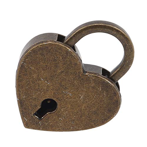 Image of EJY Retro Mini Love Heart Shape Padlock Suitcase Luggage Lock with Keys for Gym,Sports,Employee Locker,Outdoor,Bronze