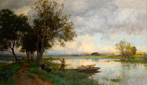 Tableau graffiti Inondations d'automne Bury Sussex Ernest Albert Waterlow toile 60x90cm