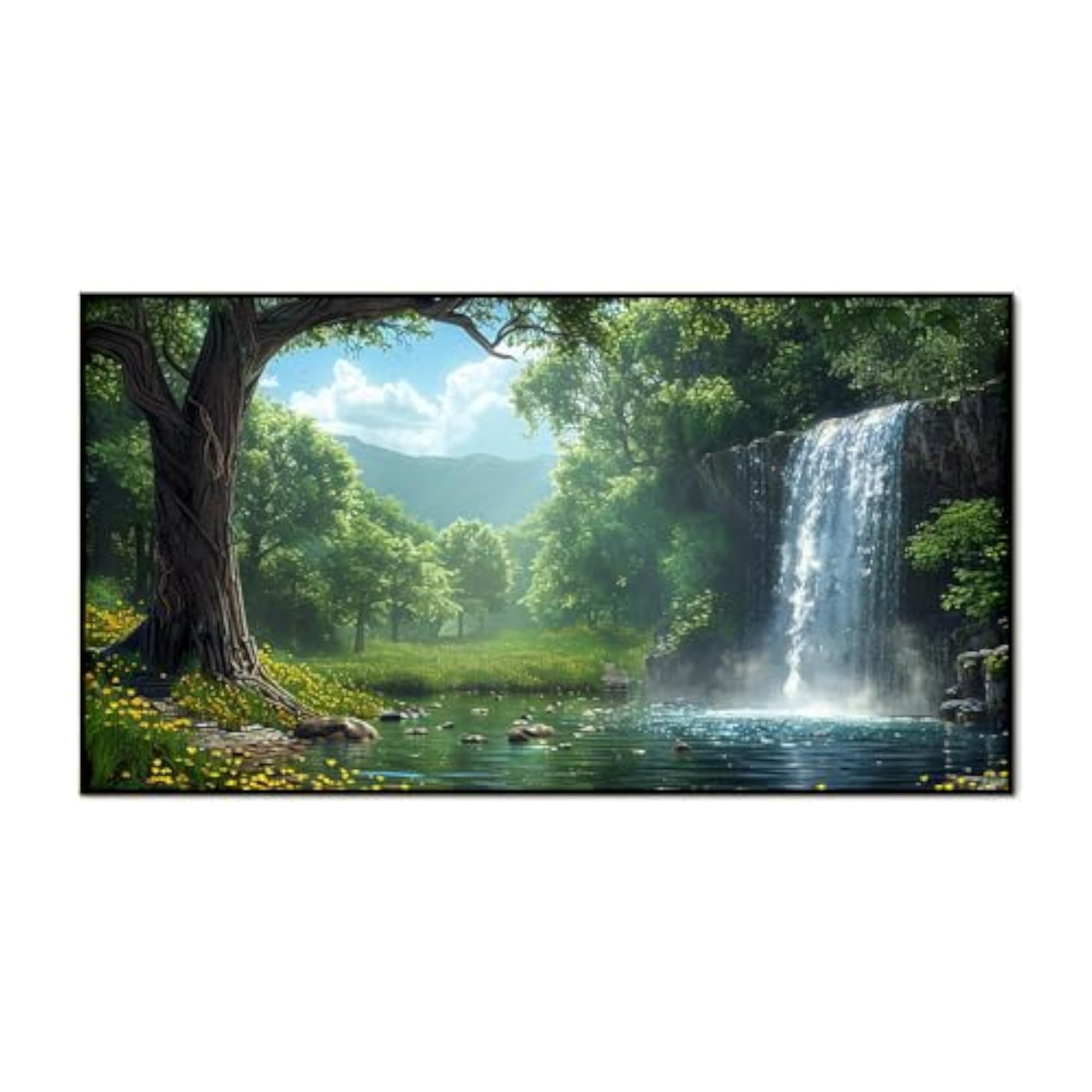 Majestic Waterfall in Forest Canvas Print Painting