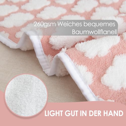 Amarrirose wasserdichte Hundedecke - 80x100 cm Maschinenwaschbar, Kuschelig weiche Sofadecke mit kuscheliger Polsterung, 3D strukturierte Wolken, Warme weiche Katzendecke, Rosa