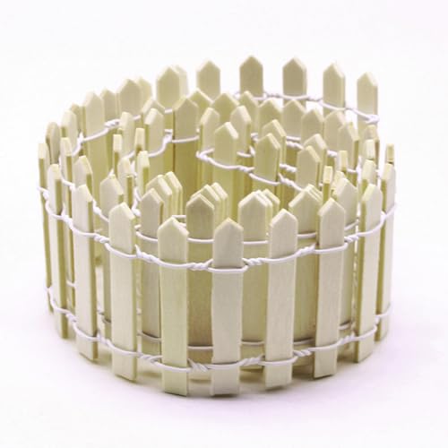 Sarini 2 Pack Wooden Fence Miniature Garden Kit Dollhouse DIY, Mini Garden Furniture Gnome Fence, Brown, Micro - Image 2
