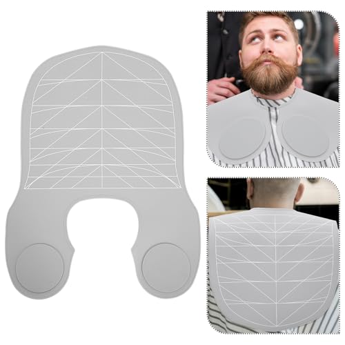 Capa grande para corte de cabello de silicona con líneas guía, capa para salón gris para peluquería, tinte y corte de cabello, envoltura para cuello miniatura 7