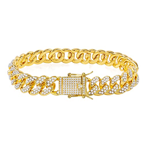 Image of Cuban Link Anklets for Women Plus Size Large Ankle Bracelets Gold Silver Rhinestone Diamond Bling Anklets Women 9 10 inch