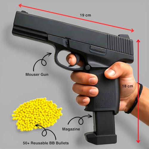 Image of Air Soft Gun Toy for Kids with 50+ BB Bullets | Mouser Toy Gun & Revolver Pistol | Air Shot Blaster Gun Toy Set for Boys | Police Role Play Shooting Toy | Pull Back Gun| Birthday Gift & Return Gift