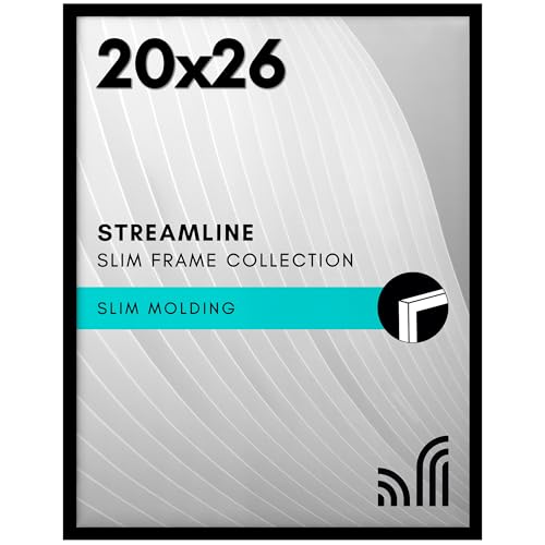 Americanflat 20x26 Picture Frame with Polished Plexiglass - Streamline Collection - Thin Border Picture Frame for Wall Display - Hanging Hardware Included - Black