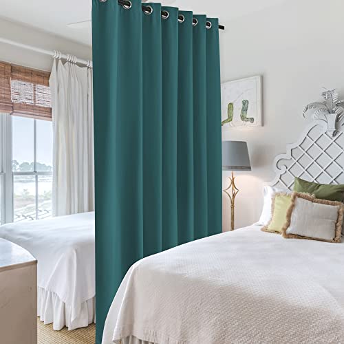 Image of RYB HOME Room Divider Curtains Thermal Insulated Room Darkening Privacy Panels Noise Reduce Home Partitions for Fitting Room Shortage Backdrop, 9 ft Tall x 10 ft Wide, Teal, 1 Panel