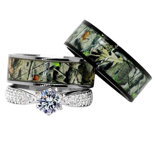 Camo His and Hers Wedding Ring Sets