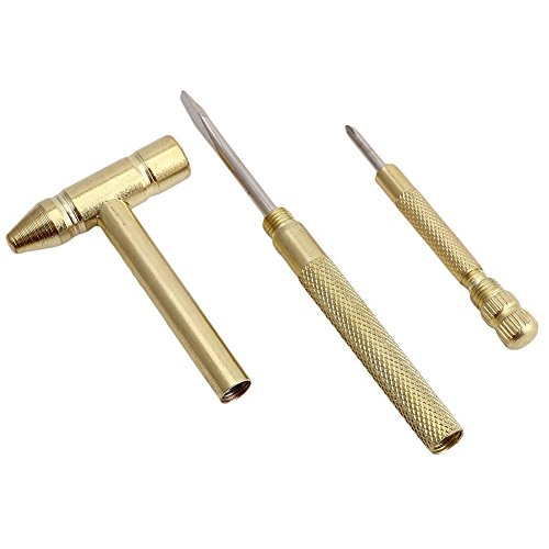 Image of Kinobo 6 in 1 Mini Multifunction Hammer & Screwdriver Hand Tools Ideal for Watchmaker Jewelers and Eating Walnuts. (Gold)