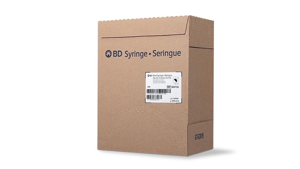 BD Luer Slip Tip Syringe only, 10 mL, #303134 (200 Count)