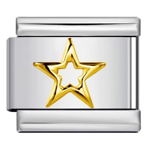 Gold Star Constellation Silver Italian 9mm Link Stainless Steel Compatible With Modular Bracelet